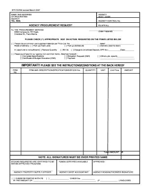 agency procurement request form dbm